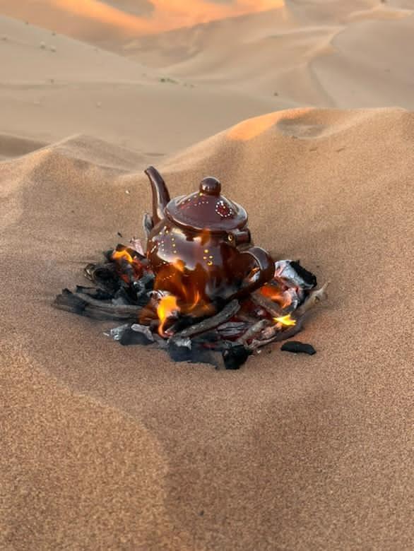 Traditional Moroccan mint tea served in the Sahara Desert of Foum Zguid, Morocco.